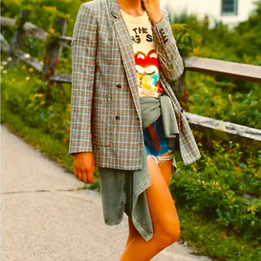 🎉NWT Anthropologie Plus x Maeve Women's US 18W Double Breasted Plaid Blazer!🤩